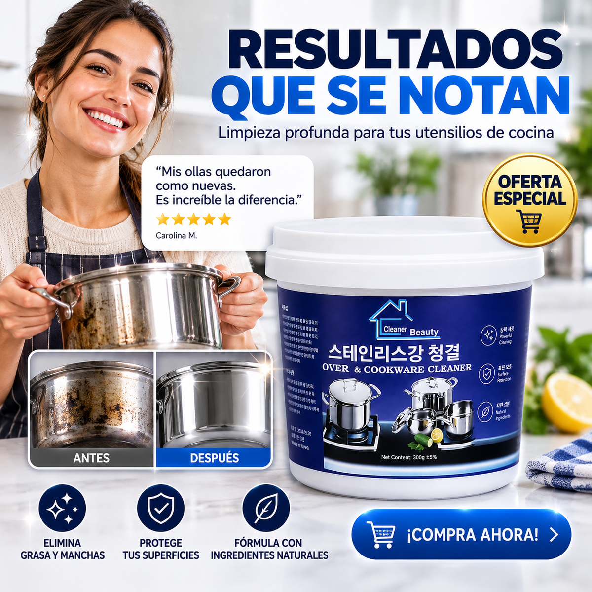 Limpia Olla Multiusos Acero Hogar Inox