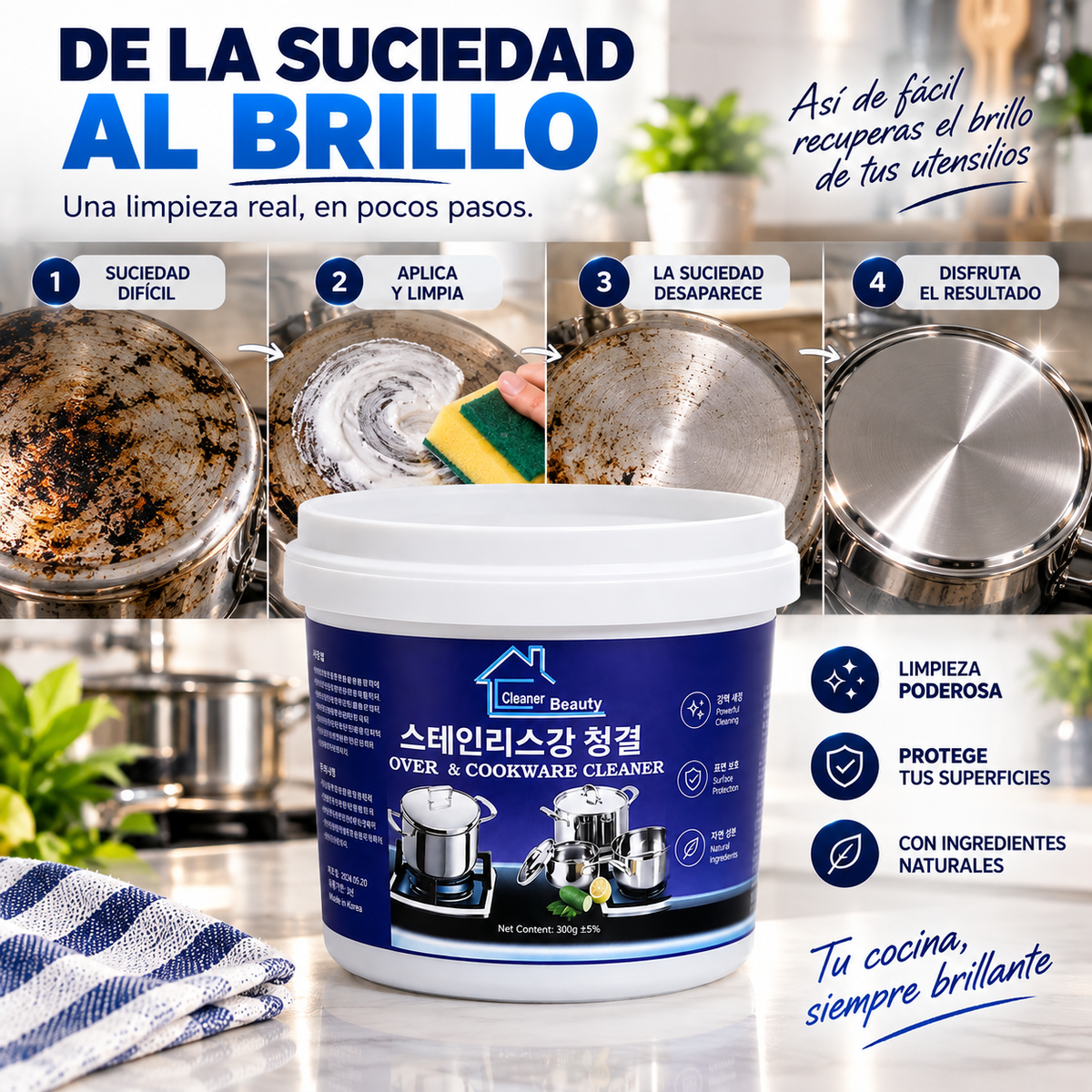 Limpia Olla Multiusos Acero Hogar Inox